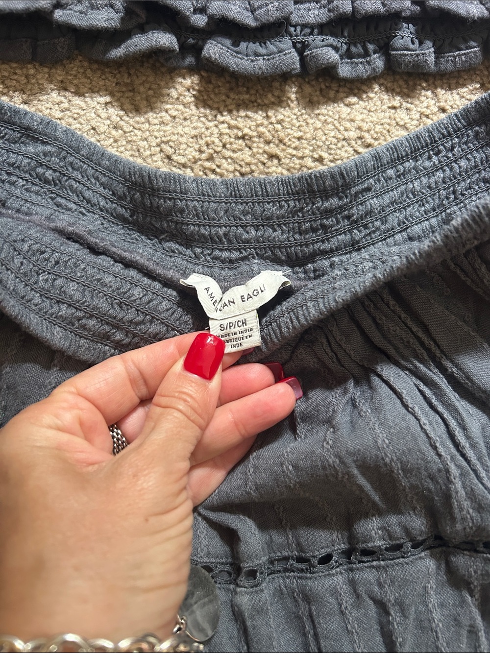 American Eagle Outfitters grey Tiered Two-Piece Skirt/top Set - Picture 2 of 7
